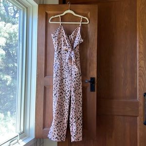 Silky wide leg jumpsuit. Size L.